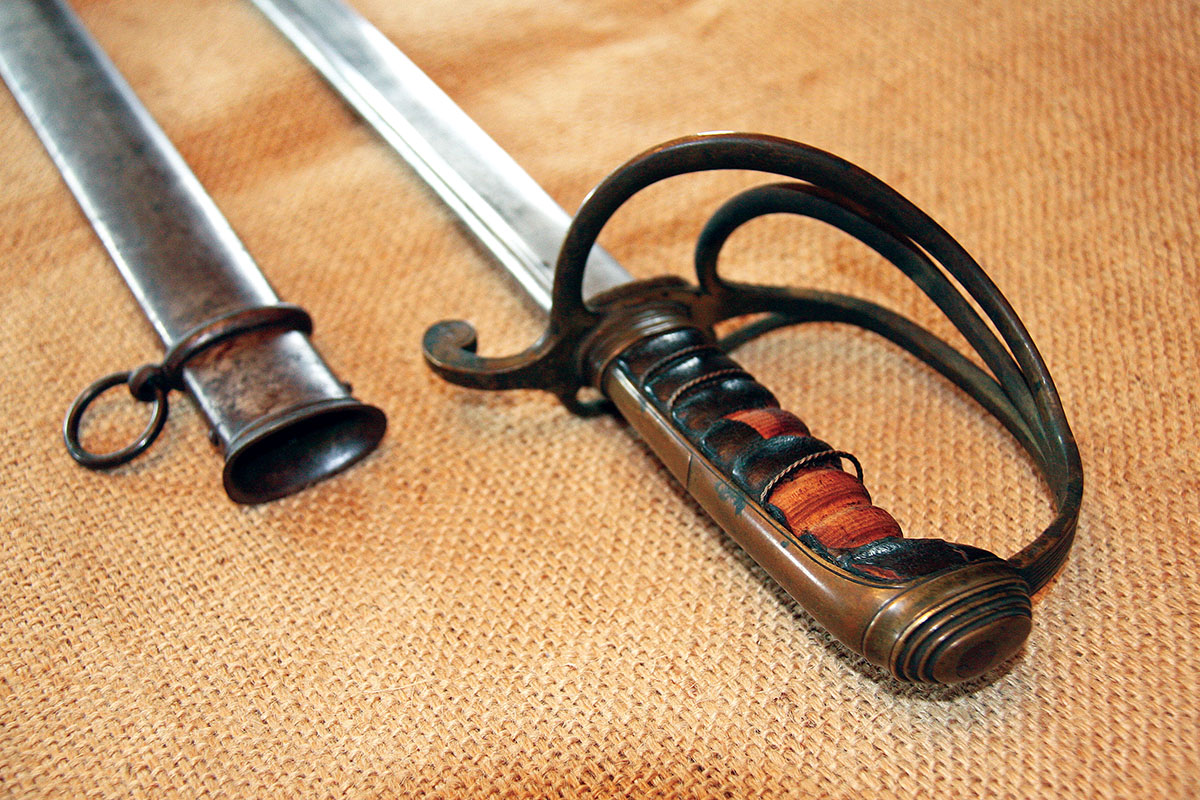 This is the Model 1833 saber that was created for the 1st Dragoons, who were the only regular U.S. Army mounted troopers at the time. The 2nd Dragoon Regiment was organized in 1836, because mounted soldiers were more effective in the American West.